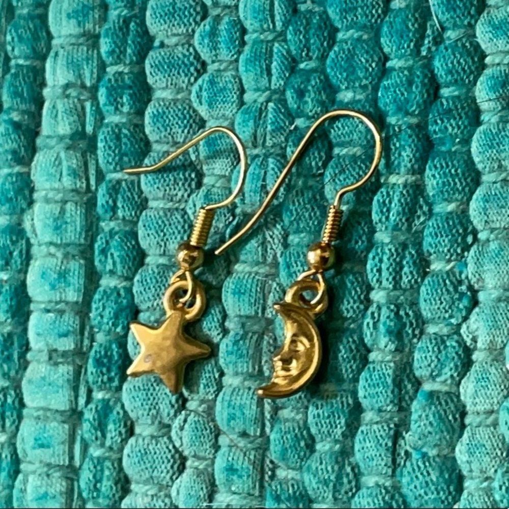 Golden moon & star earrings handmade